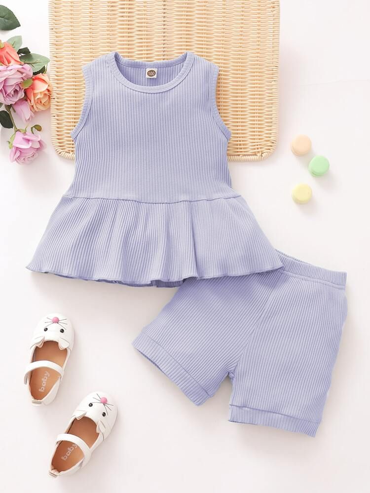 Toddler Girls Ruffle Hem Tank Top & Shorts | SHEIN