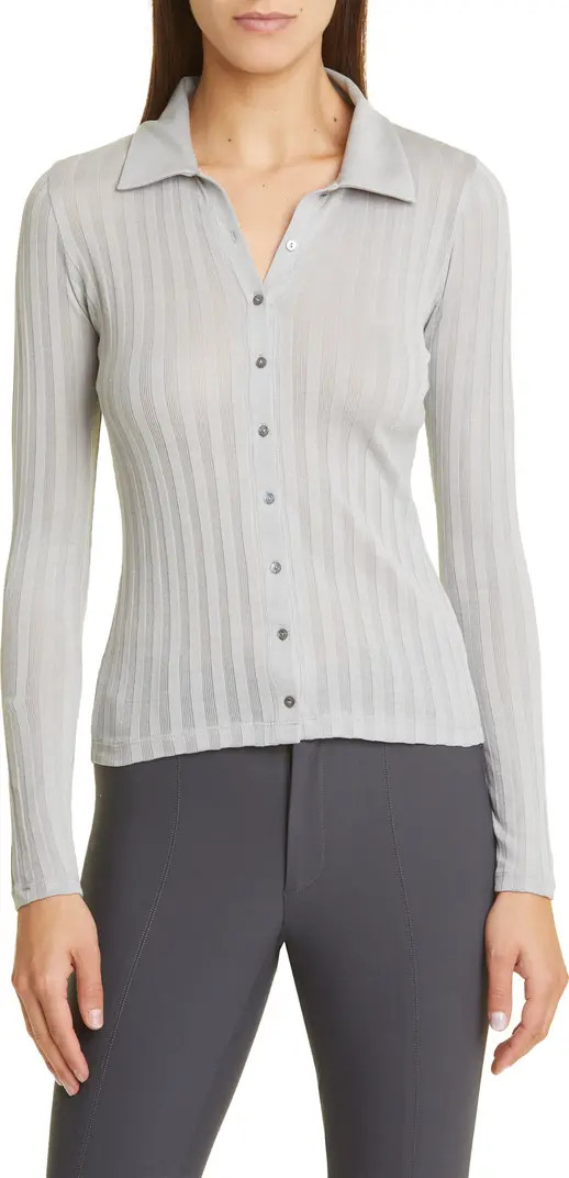 Rib Cotton Knit Button-Up TopVINCE | Nordstrom
