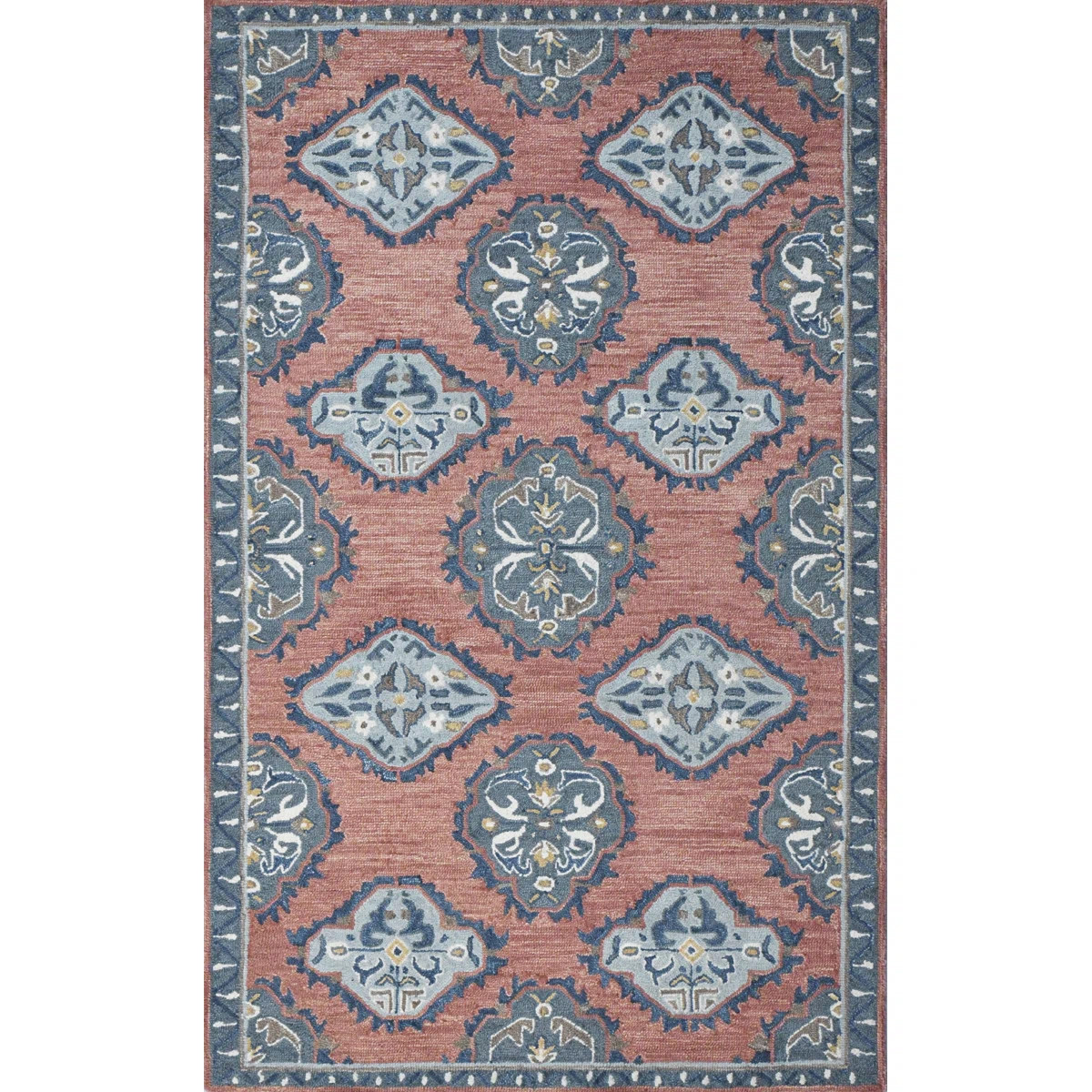 CompanyC Vintage Glory Hand Hooked Wool Rug in Blue/Faded Red/Cream | Wayfair | Wayfair North America