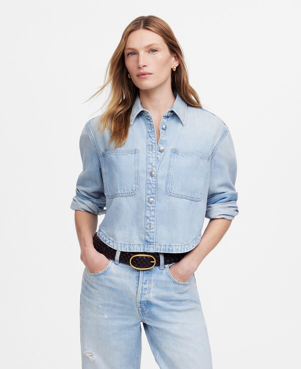 Cropped Shirt Jacket in Foster Wash: Airy Denim Edition | Madewell | Madewell