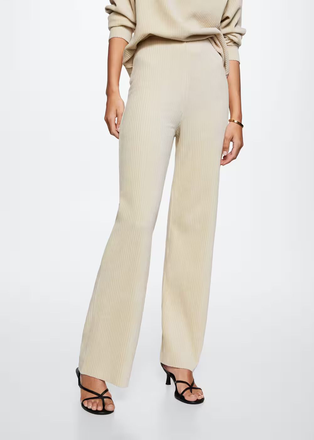 Corduroy pants with elastic waist -  Women | Mango USA | MANGO (US)