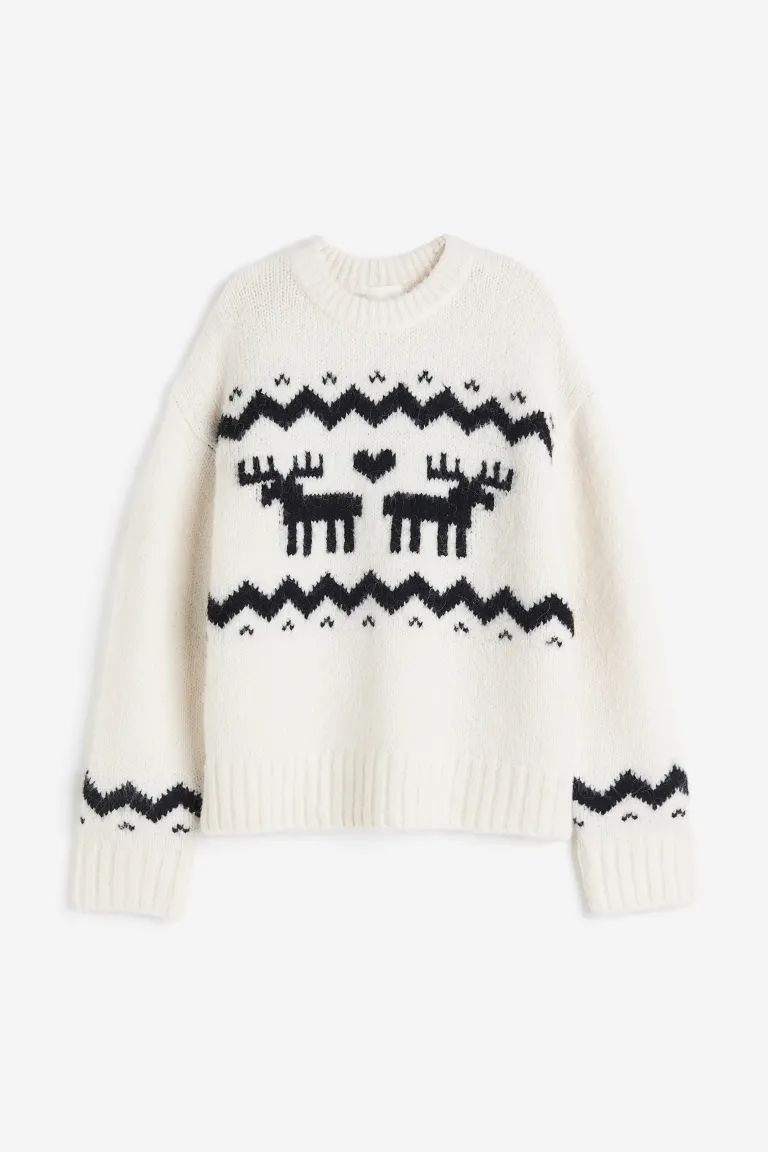 Jacquard-knit jumper - Cream - Ladies | H&M GB | H&M (UK, MY, IN, SG, PH, TW, HK)