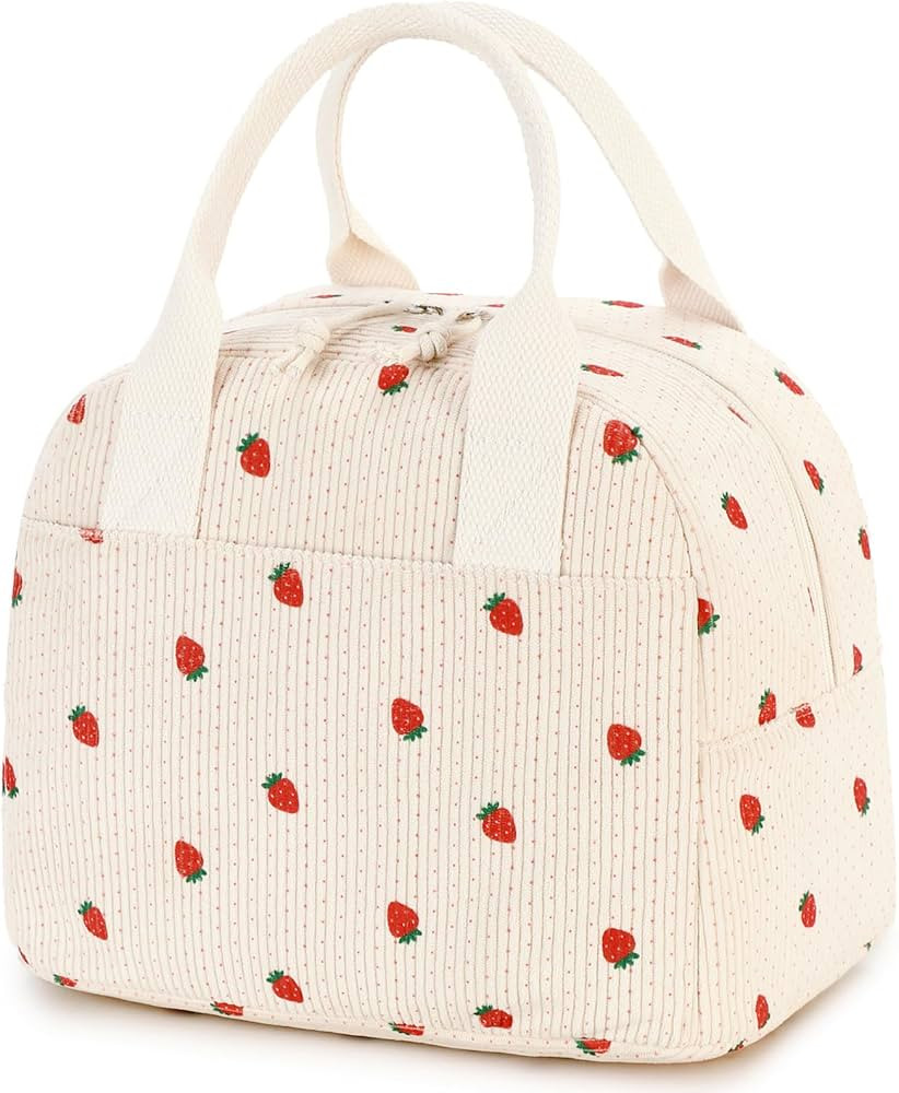 LOVELYWIND Lunch Box for Women, Strawberry Print Insulated Lunch Bag 9L | Amazon (US)