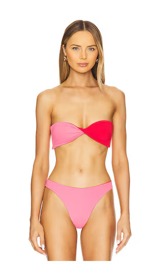 Ida Reversible Tie Back Bandeau in Cherry & Hibiscus | Revolve Clothing (Global)