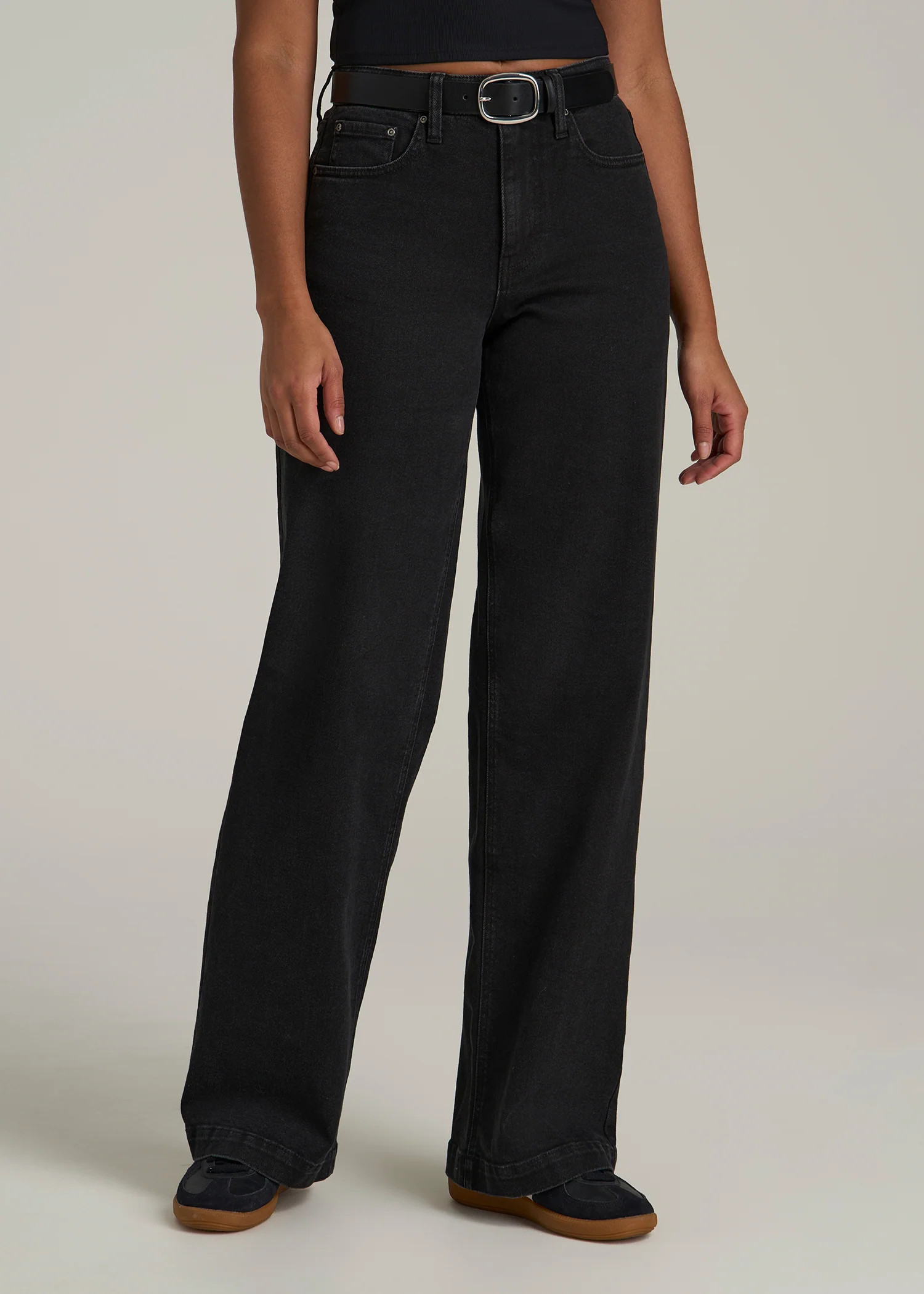 Luna High-Rise Wide-Leg Jeans for Tall Women in Onyx Black Wash | American Tall