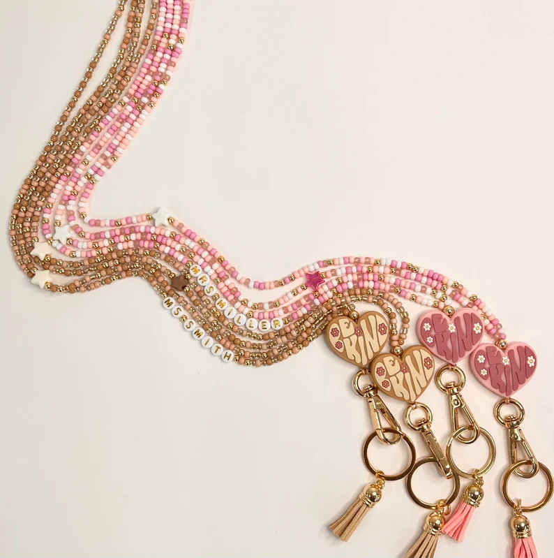 Be Kind Teacher Lanyard, Teacher Gift, Badge Necklace, Fun Lanyard, Seed Bead Lanyard, Beaded Lan... | Etsy (US)