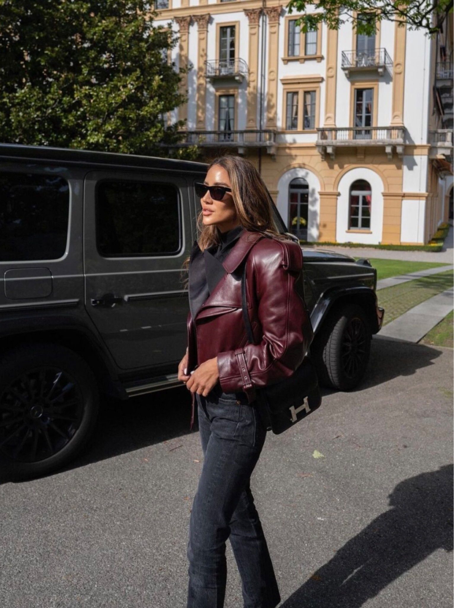 Street style, outfit inspo, black loafers, cropped leather jacket, burgundy leather jacket, Hermes, Saint Laurent, jeans, high waisted jeans, spring outfit inspo 

#LTKSeasonal #LTKeurope #LTKfit
