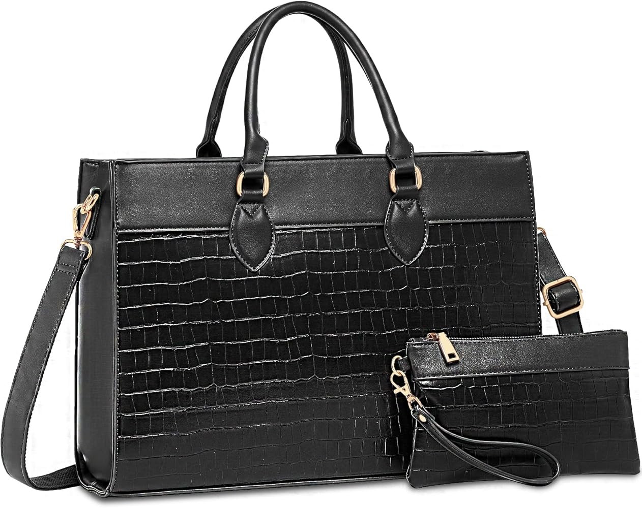 BOLOSTA Laptop Bag for Women 15.6 inch Work Tote Bags for Women Large Waterproof Leather Computer... | Amazon (US)