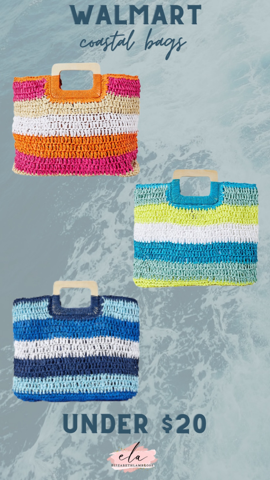 Walmart find!! 
Y’all I saw these bags and thought they were the cutest! 
These would be so good for a cute beach bag for the summer, or even just a regular summer purse/bag!
Under $20!!

#walmart #beachbag #coastal #sale #under$20 #beach #summer #bag #itbag 

#LTKsalealert #LTKSeasonal #LTKFind