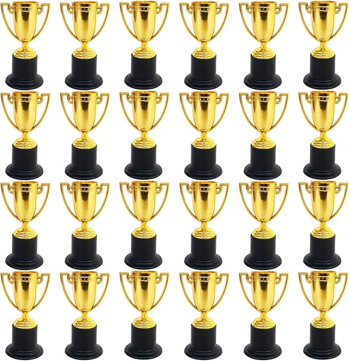 24 Pack Mini Trophies for Kids Awards,Plastic Gold Award Trophy Cups,Golden Award Trophy Cups Set... | Amazon (US)