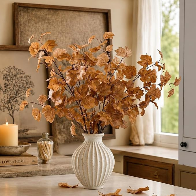 Wavwavw 32in 3 Pcs Artificial Fall Grape Leaves Branches Fake Fall Leaves Stems Plants Greenery T... | Amazon (US)