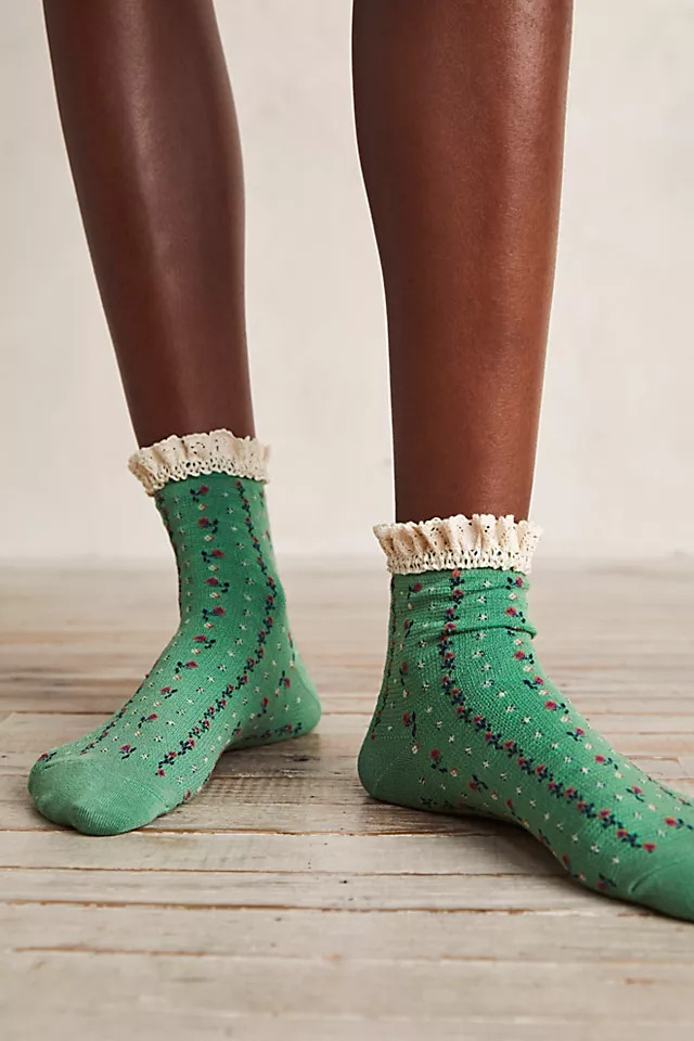 Rosebud Waffle Knit Ankle Socks | Free People (Global - UK&FR Excluded)