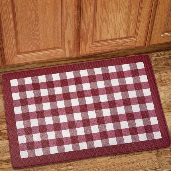 Buffalo Check Printed Anti-Fatigue Kitchen Mat (18"x30") Burgundy | Bed Bath & Beyond