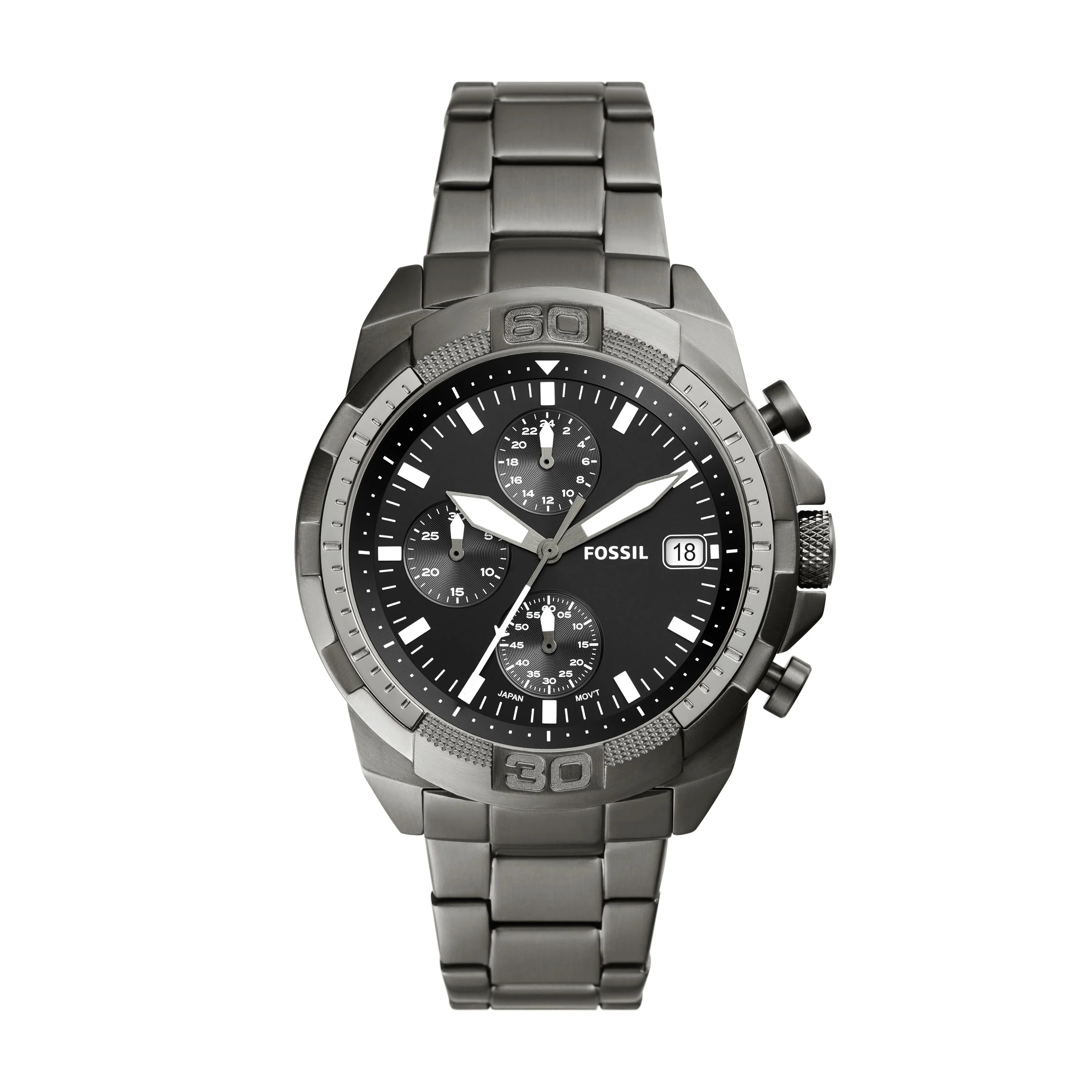 Fossil Men's Bronson Chronograph Smoke Stainless Steel Watch - Walmart.com | Walmart (US)