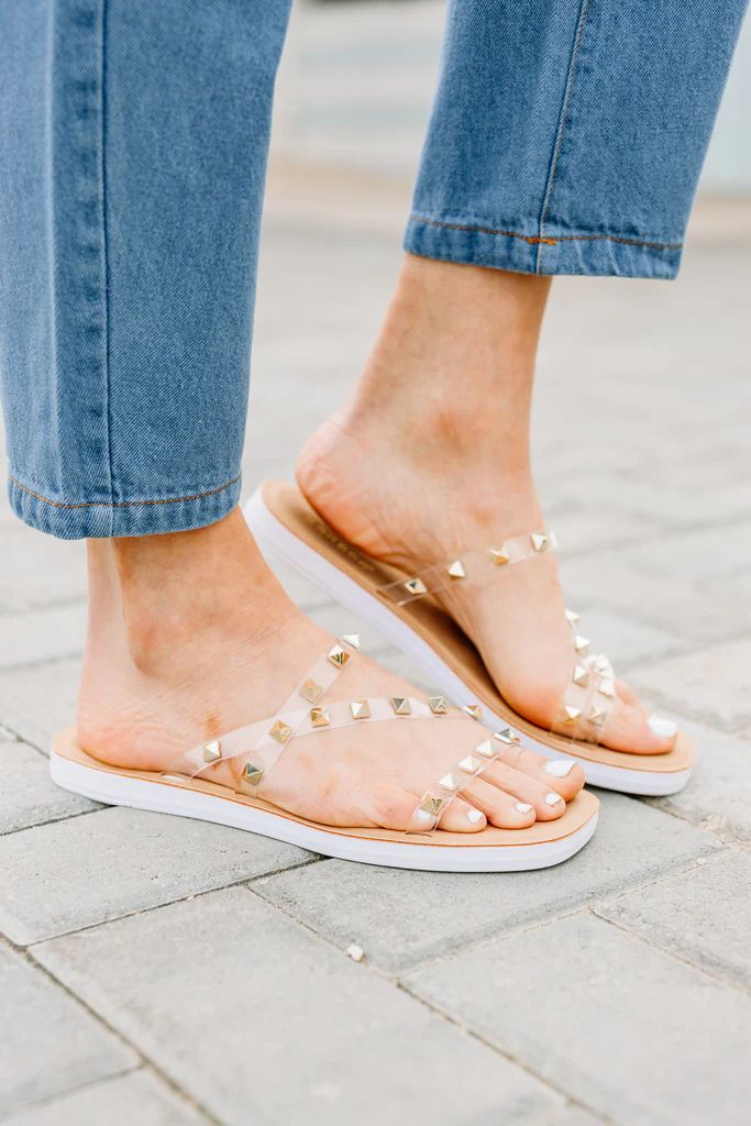 On The Lookout Clear Studded Slide Sandals | The Mint Julep Boutique