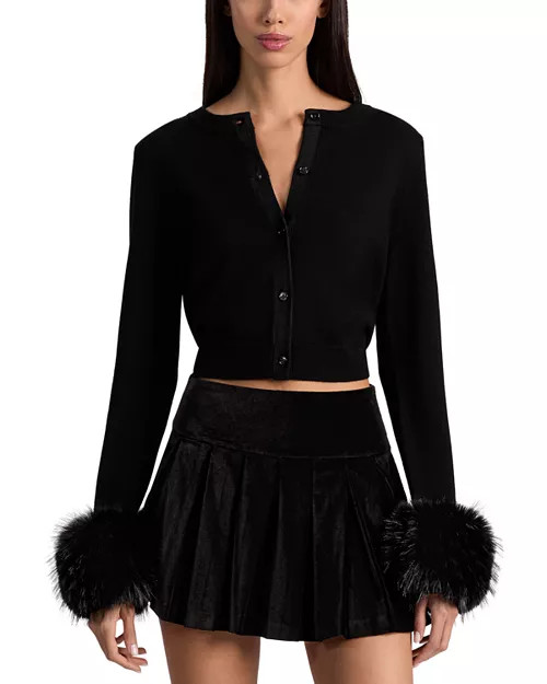 Alice and Olivia Dolly Wool Crewneck Cardigan Sweater | Bloomingdale's Women | Bloomingdale's (AU)