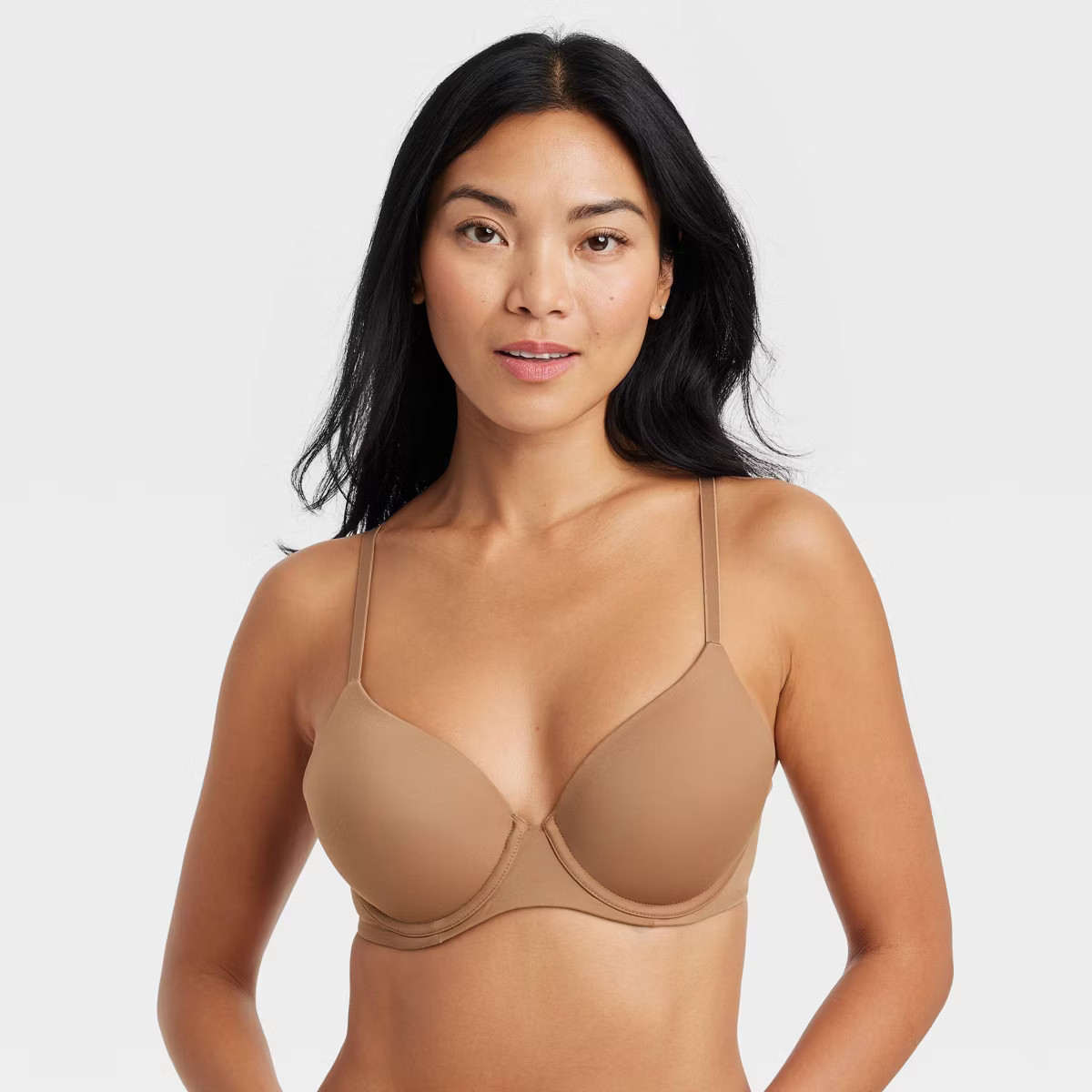 Women's Lightly Lined Full Coverage Bra - Auden™ Caramel 34A: Adjustable Strap, Underwire, Mold... | Target