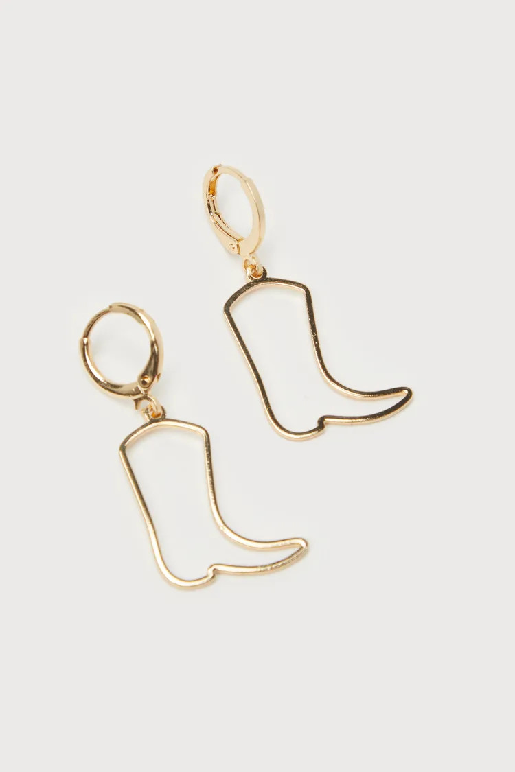 Boot Scoot 14KT Gold Cowboy Boot Earrings | Lulus