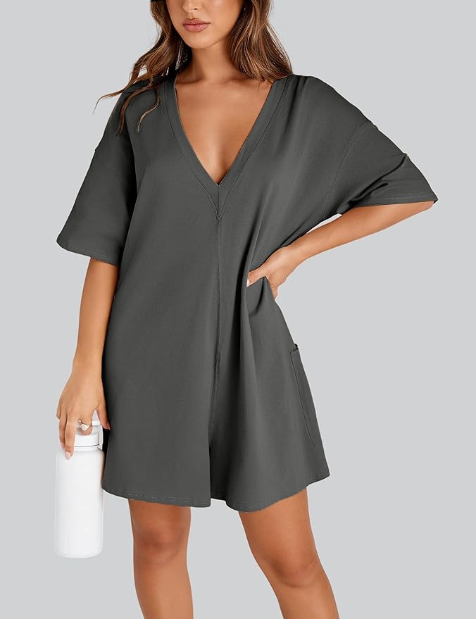 UANEO Rompers for Women Casual Oversized Athletic Jumpsuits Overalls Workout Hot Shot Tee Romper | Amazon (US)