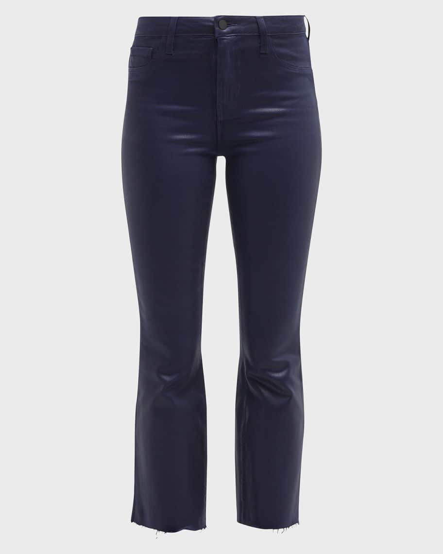L'Agence Kendra High-Rise Coated Crop Flare Jeans | Neiman Marcus