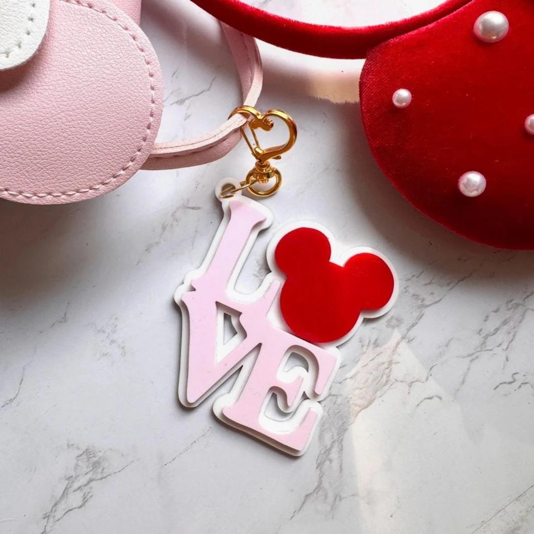 Mickey Love Valentine Bag Charm, Mickey Valentine Keychain, Mickey Valentine Bag Charm | Etsy (US)