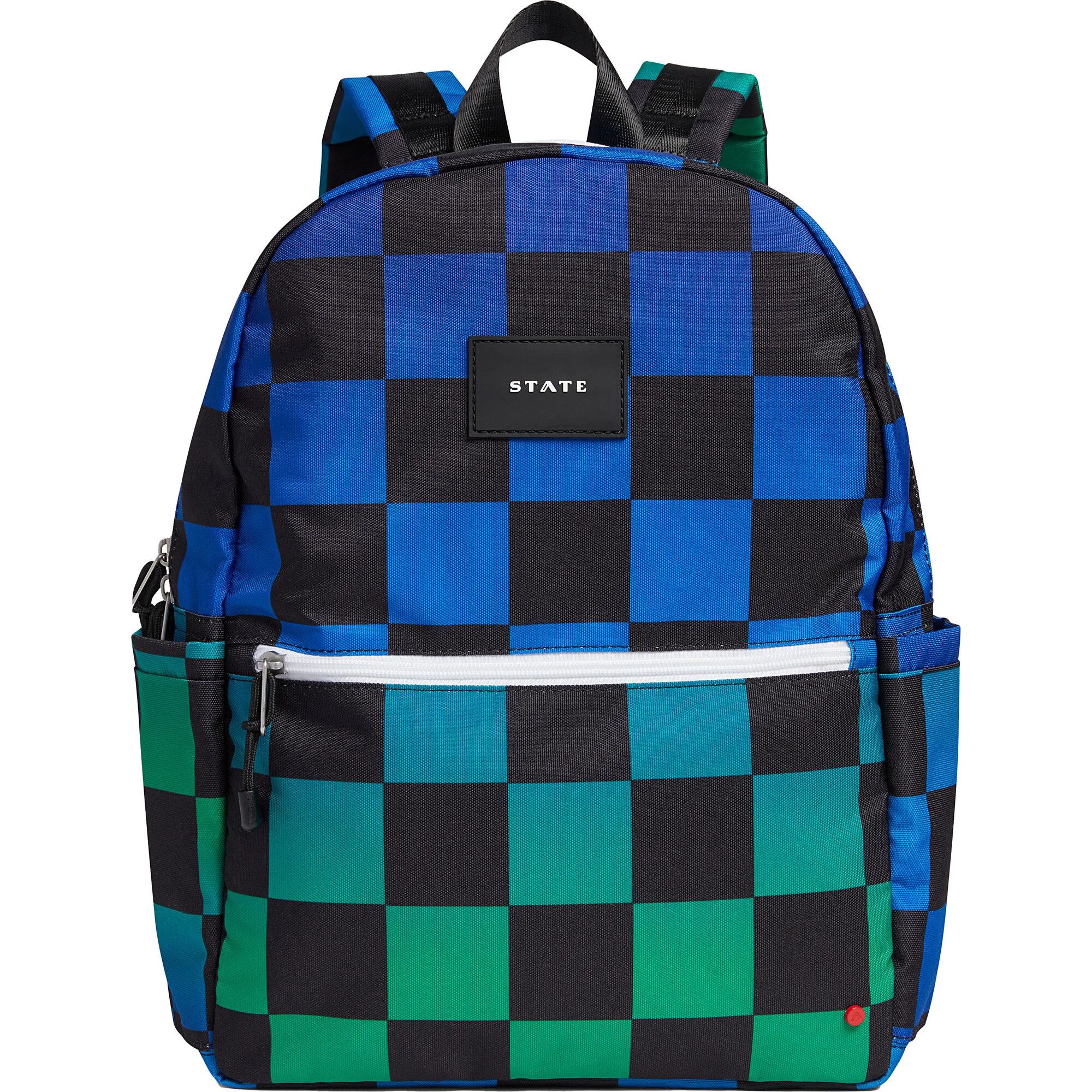 Kane Kids Double Pocket Backpack, Blue Checkerboard | Maisonette