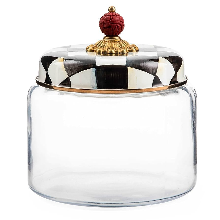 MACKENZIE-CHILDS Courtly Check Kitchen Canister, Decorative Black-and-White Glass Storage Jar wit... | Amazon (US)