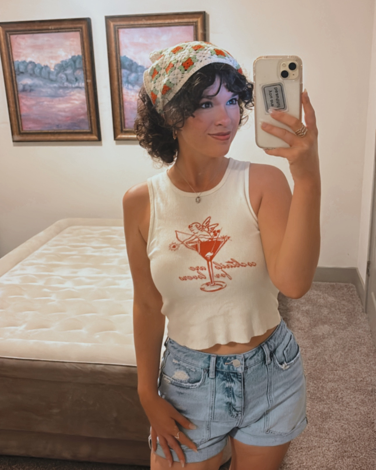 Tank Top:
Graphic ribbed raw edge tank—size medium

Shorts:

A figure-flattering high waisted short that lifts in all the right places. This high rise, slim fit creates the perfect no-gap waist for serious comfort. Your shorts now fit as good as they look!

Bandana:

Similar product, but temu provides a similar product at a cheaper cost (:


#LTKGiftGuide #LTKStyleTip #LTKTravel