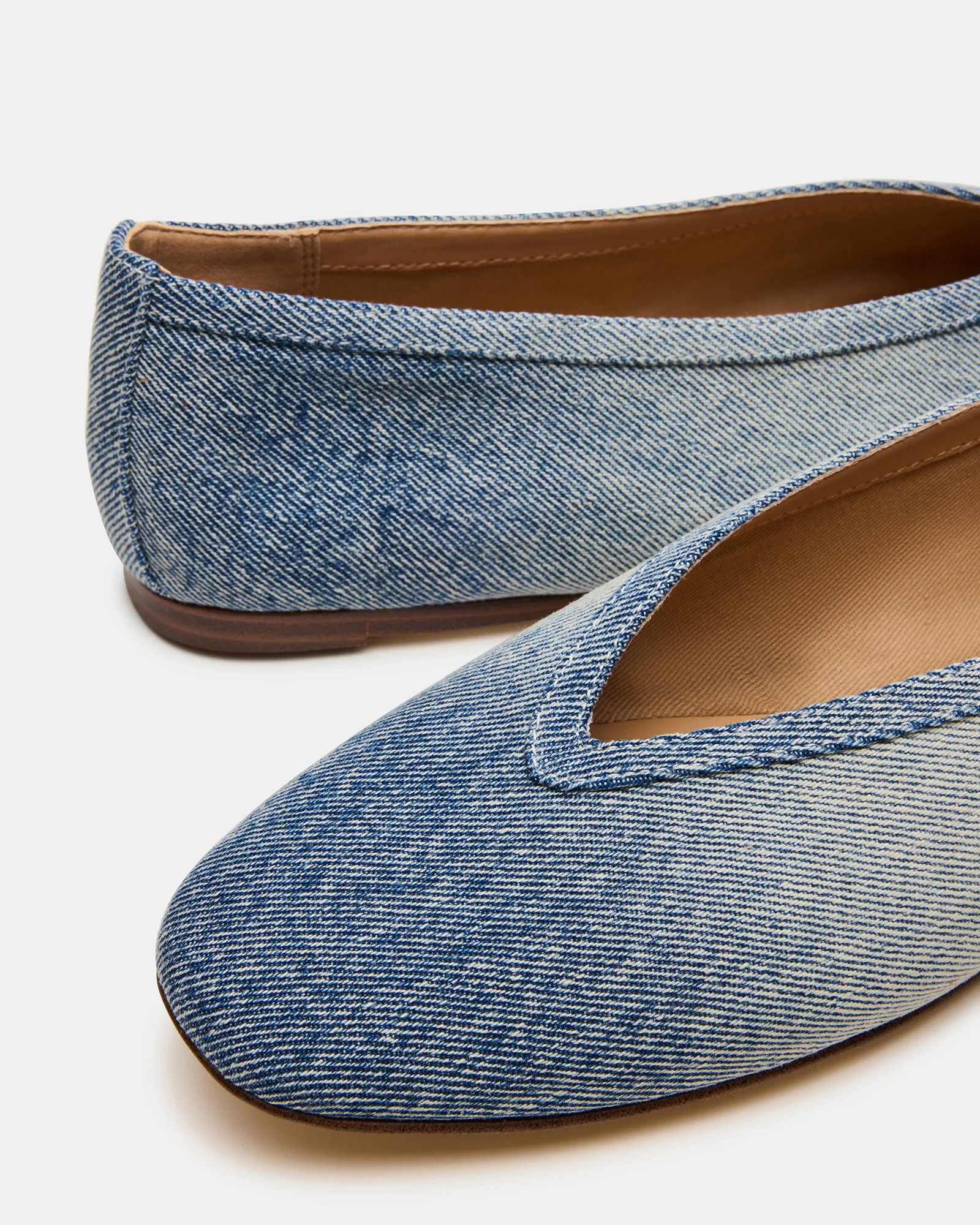 LENI Denim Fabric Square-Toe Ballet Women's Flat | Steve Madden (US)