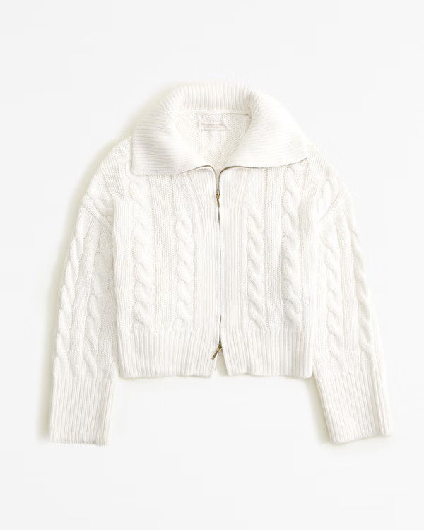 Women's Merino Wool-Blend Collared Full-Zip Sweater | Women's Tops | Abercrombie.com | Abercrombie & Fitch (UK)