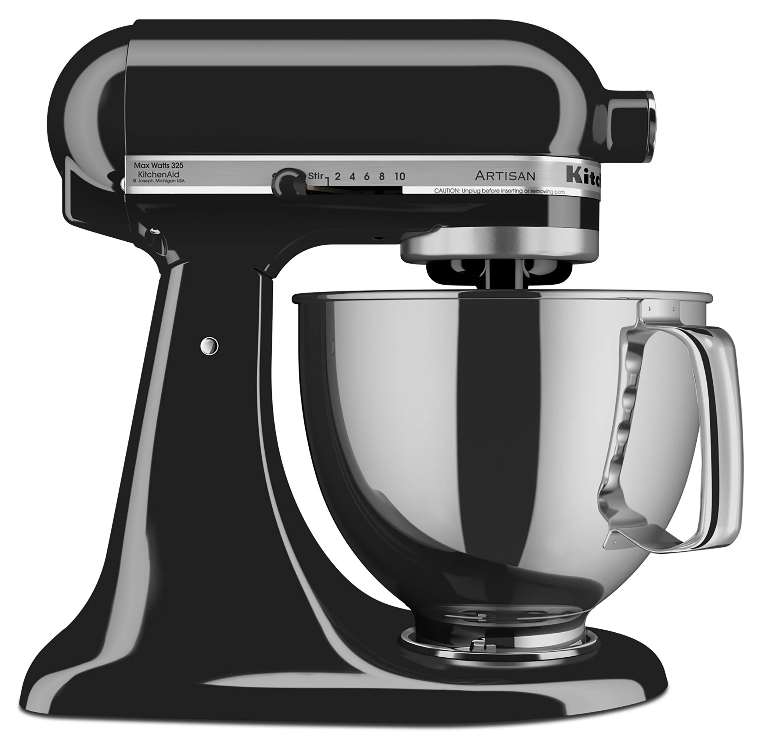 KitchenAid Artisan Onyx Black 5-Quart Tilt-head Stand Mixer Stainless Steel | KSM150PSOB | Lowe's