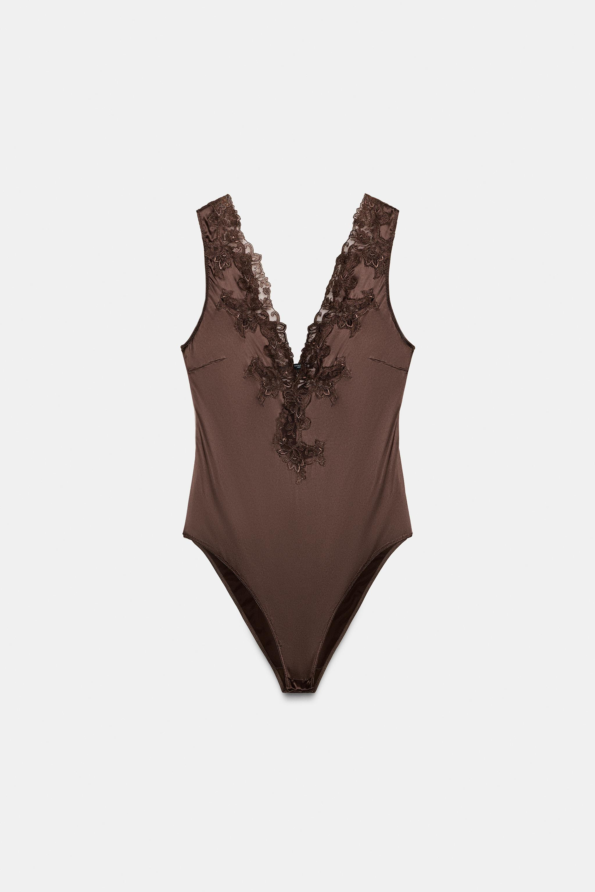 SATIN EFFECT LACE BODYSUIT ZW COLLECTION | Zara US