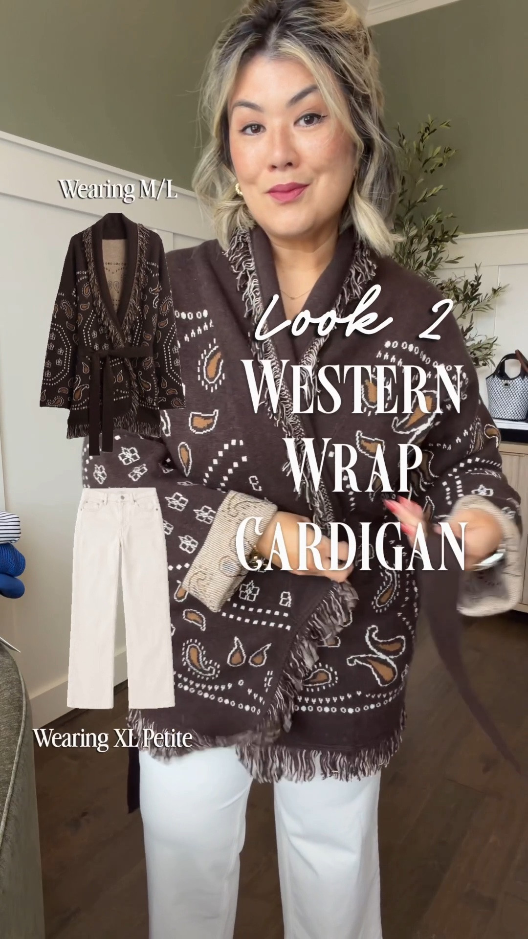 Look 2 || Western Wrap Cardigan 

I fell in love with this trend which I’m normally not one to. I told myself that if I were to purchase this wrap cardigan, I needed to be able to style multiple ways. So here’s look 2. I’ve already worn it three different ways, 3rd way to come. 

I love wearing ecru jeans post summer months. I love this pair. I just picked up a wide leg option and can’t wait to try that with boots. 

I’m wearing a M/L in the cardigan and an XL petite in the jeans.

#LTKMidsize #LTKOver40 #LTKootd