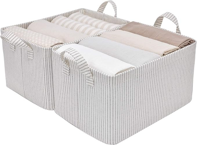 StorageWorks Storage Bins for Shelves with Metal Frame, Fabric Storage Bins, Large, Mixing of Nat... | Amazon (US)