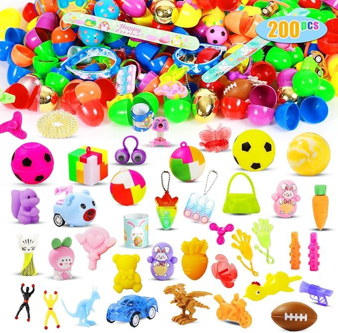 200 Pcs Prefilled Easter Eggs with Toys Inside,Easter Basket Stuffers Gifts in Surprise Eggs,Priz... | Amazon (US)