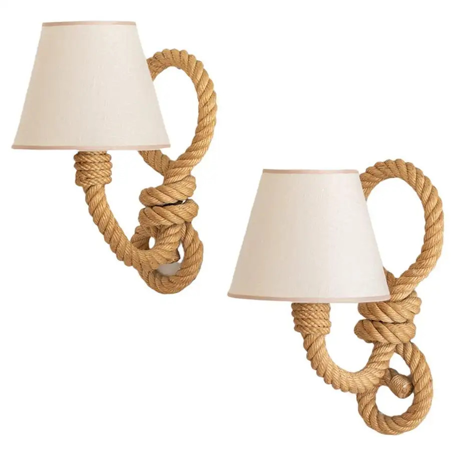 French Rope Sconces by Audoux Minet | 1stDibs