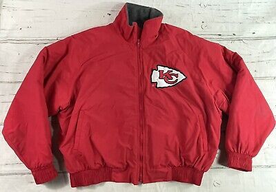 Vintage Kansas City Chiefs Puffer Full Zip Jacket Red Fleece Lined Sz L | eBay US