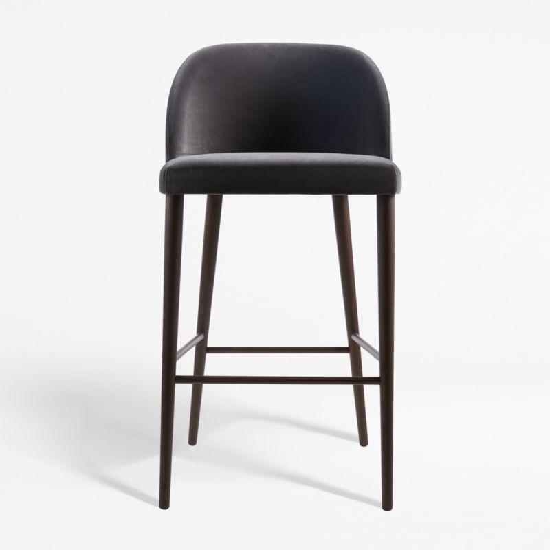 Camille Anthracite Velvet Bar Stool + Reviews | Crate and Barrel | Crate & Barrel