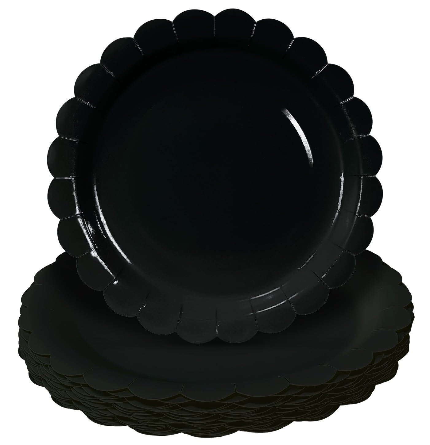 HEIPINIUYE 50 Pieces Black Paper Plates 7 Inch Black Scalloped Plates Disposable Dinner Plates fo... | Amazon (US)