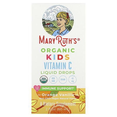 MaryRuth's, Organic Kids Vitamin C Liquid Drops, 4-13 Years, Orange Vanilla, 45 mg, 2 fl oz (60 ml) | iHerb