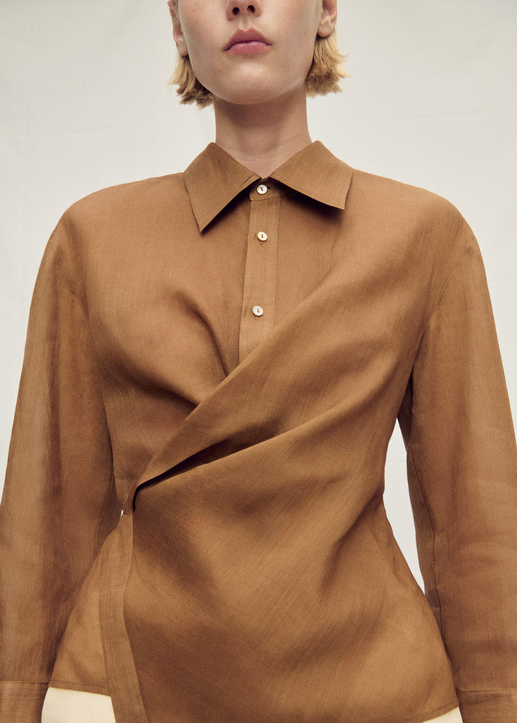 Ramie shirt with asymmetrical closure - Women | MANGO USA | Mango (US/MX/AU)