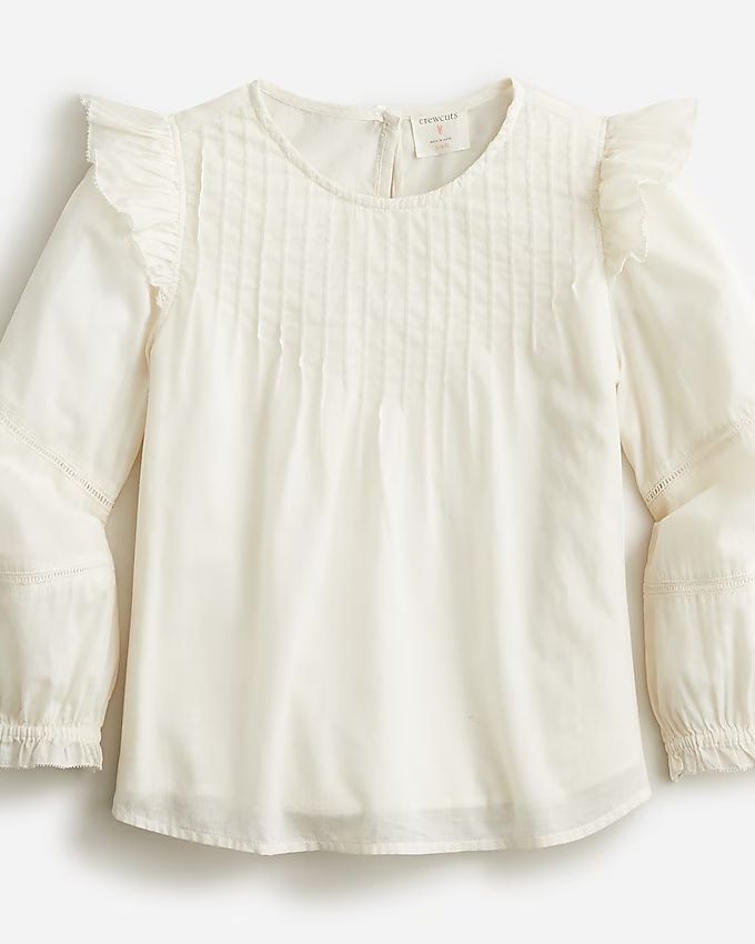 Girls' long-sleeve ruffle top with embroidery | J.Crew US