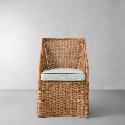 Farallon Dining Chair, Morris & Co. Larkspur Sage w/ Fern Piping Cushion | Williams-Sonoma
