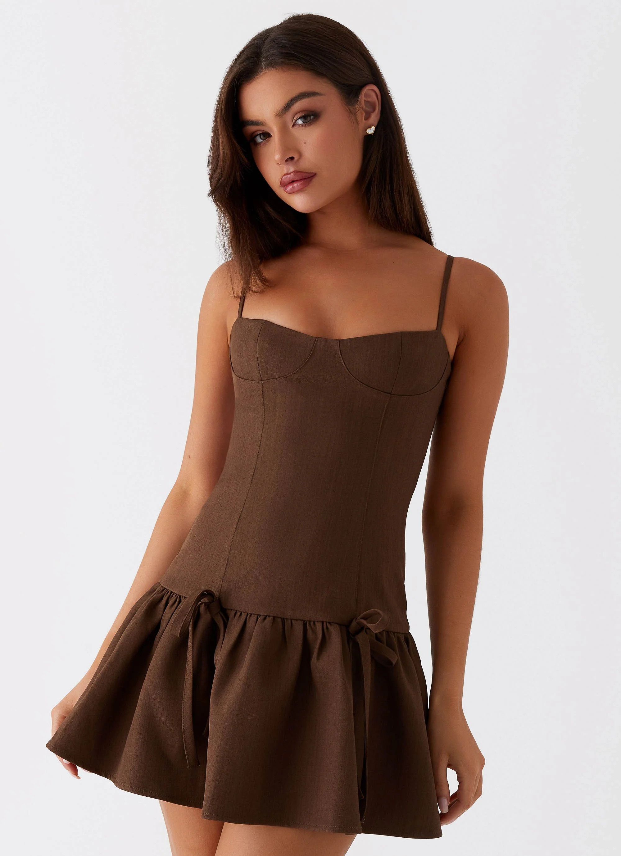 Running Late Mini Dress - Chocolate | Peppermayo (Global)