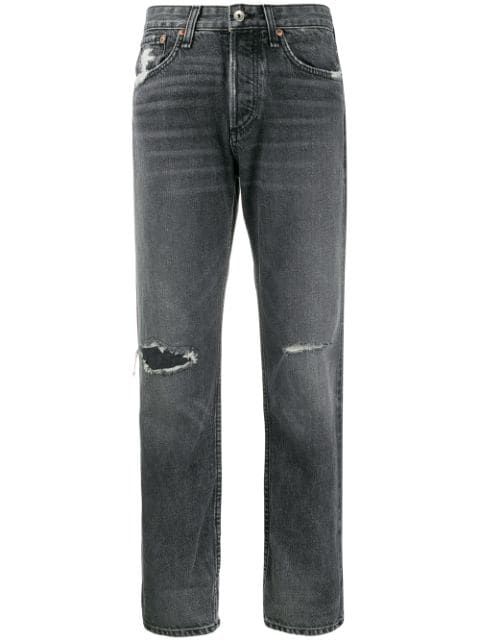 distressed straight-leg jeans | Farfetch (US)