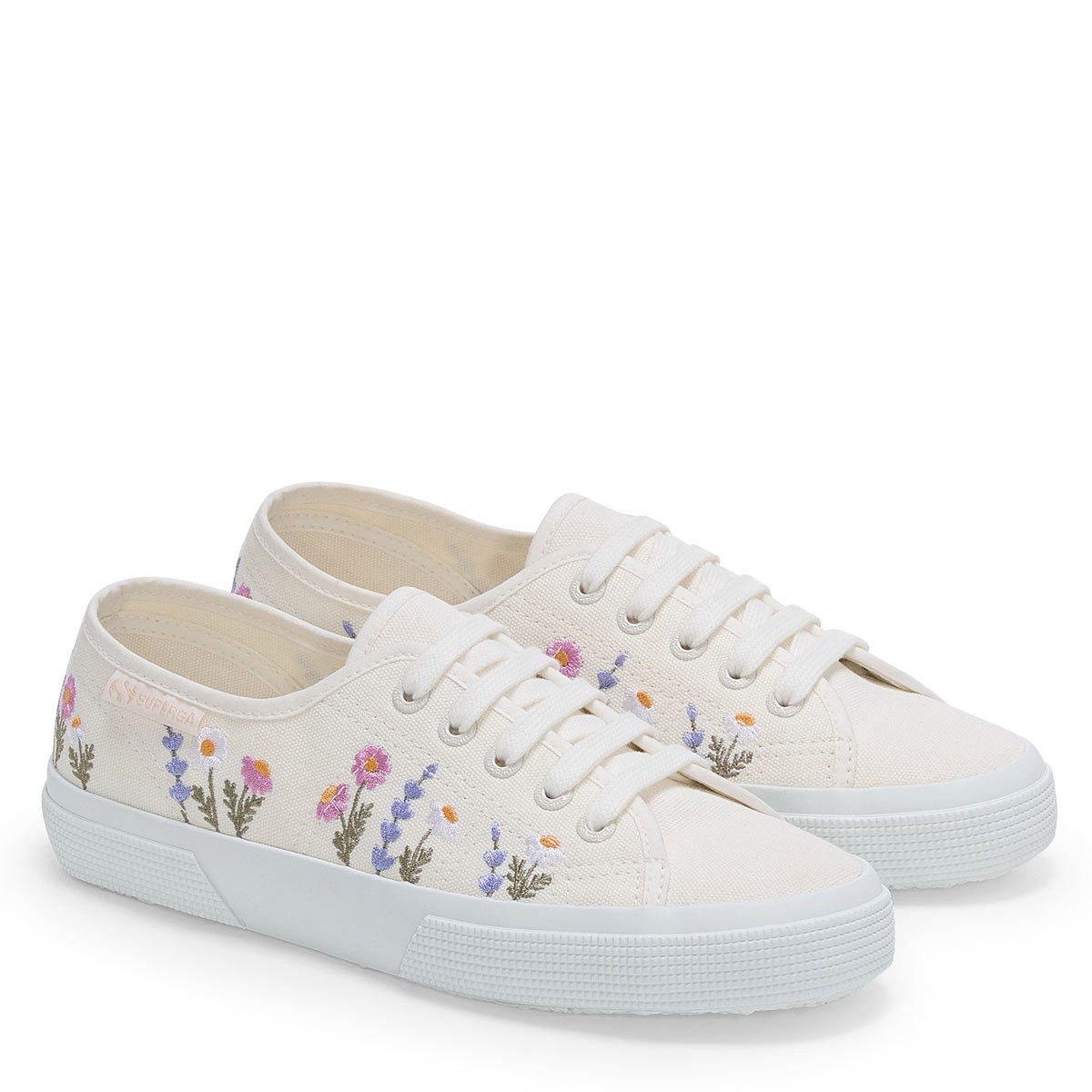 3750 FLOWER EMBROIDERY LEGGERA White Avorio_Pink_Violet Lilla | Superga (UK)