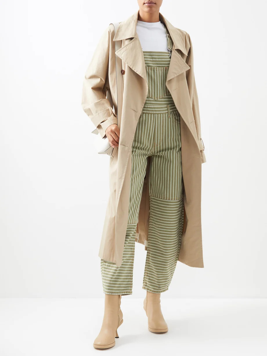 Striped organic-denim dungarees | Ganni | Matches (UK)