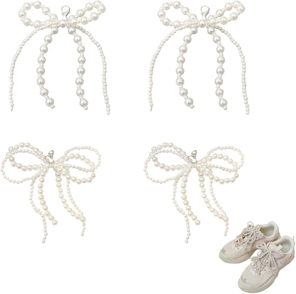AABDTYYD 4 Pcs Shoe Charms, Clips, and Buckles - Pearls Bowknot Decoration for Women's DIY Shoe L... | Amazon (UK)