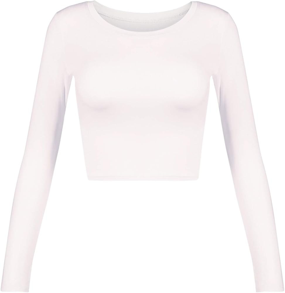 Women's Basic Round Neck Long Sleeve Crop Top | Amazon (US)