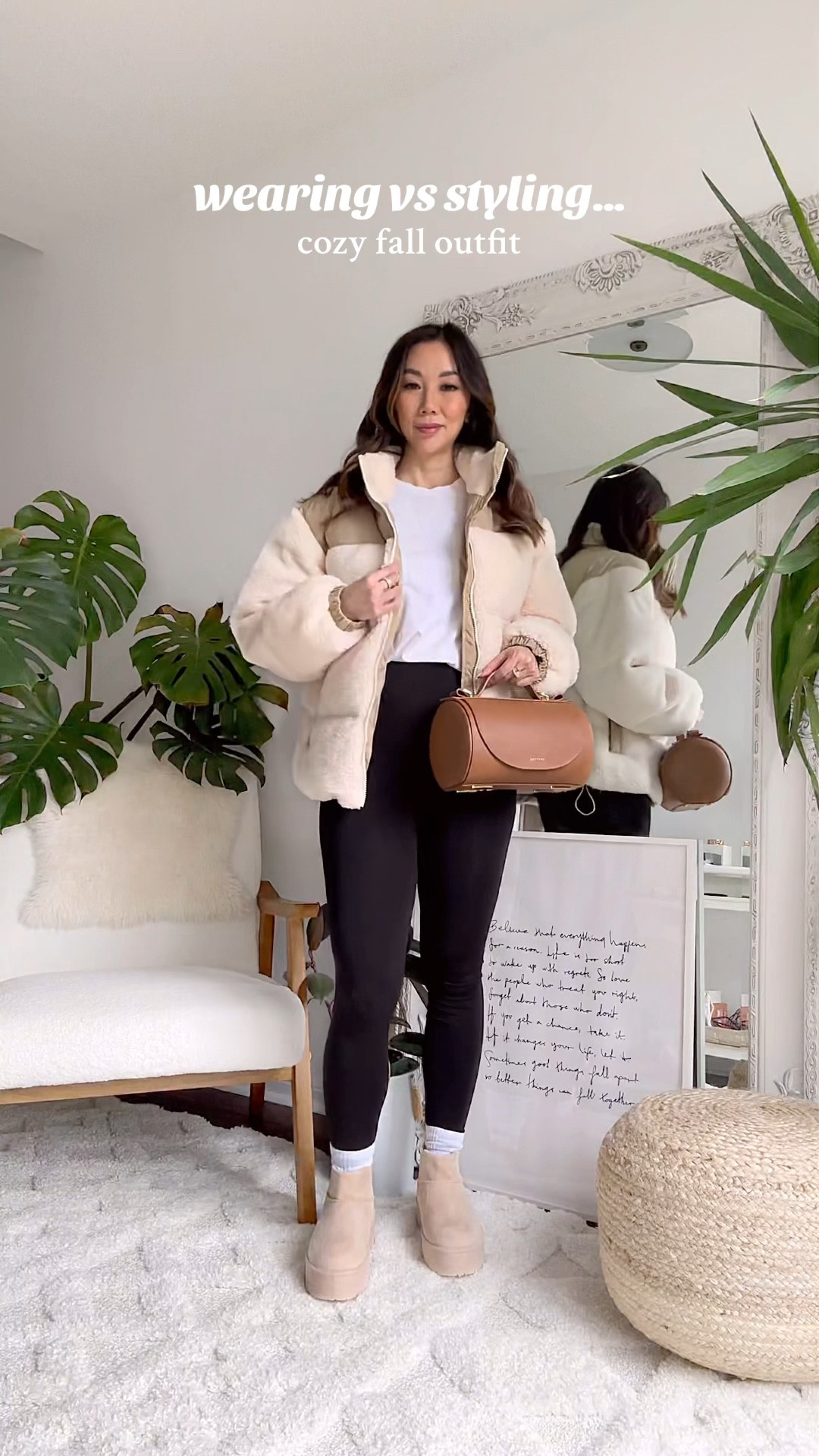 A cozy fall outfit for everyday. Give your basic leggings and T-shirt an upgrade with this cute, fuzzy puffer jacket and some Ugg style boots. All these pieces are under $100 so this affordable look is perfect for every day and the weekend! 

#LTKfindsunder100 #LTKSeasonal #LTKshoecrush